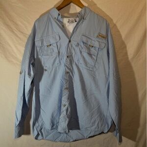 Columbia PFG Shirt Mens Medium Blue Omni-Shade Long Sleeve Fishing Vented